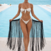 Black Fringe Macramé Wrap Skirt